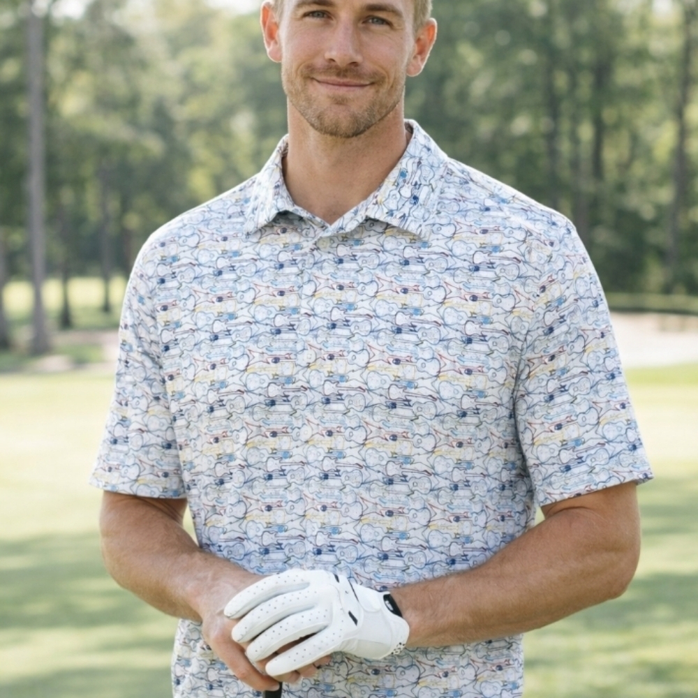 1764 Golf Polo Guitar Print Rock And Roll XL